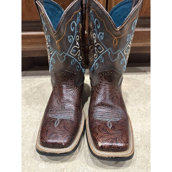 Ariat Brown and Blue Ankle Boots - Picture 2 of 15